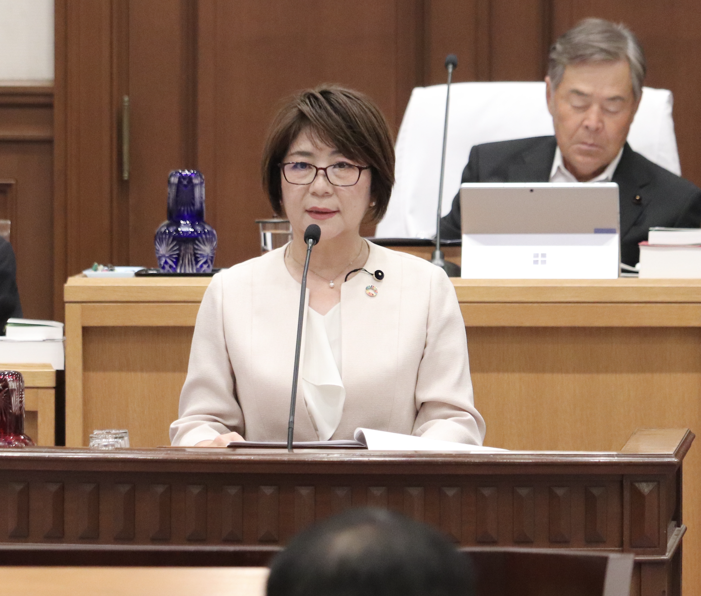 第371回定例県議会にて代表質問に里見たかえ議員が登壇